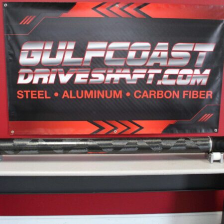 Carbon fiber driveshaft for 2021+ Dodge Durango SRT Hellcat, featuring sleek dark weave pattern, designed for high performance.