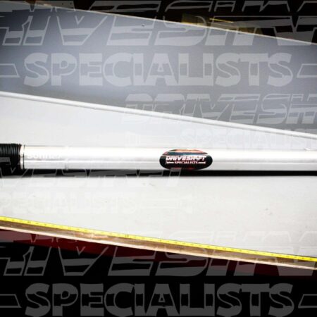 Aluminum driveshaft for 2010-15 Chevrolet Camaro ZL1, featuring a glossy silver finish and black branding, designed for automatic transmission.
