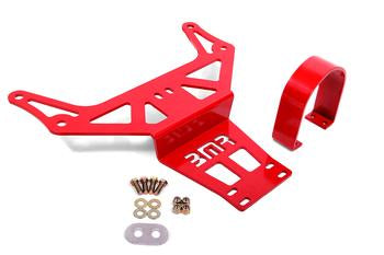 Red steel driveshaft safety loop kit with mounting hardware for 2015-2023 Dodge Challenger and Charger; NHRA compliant.